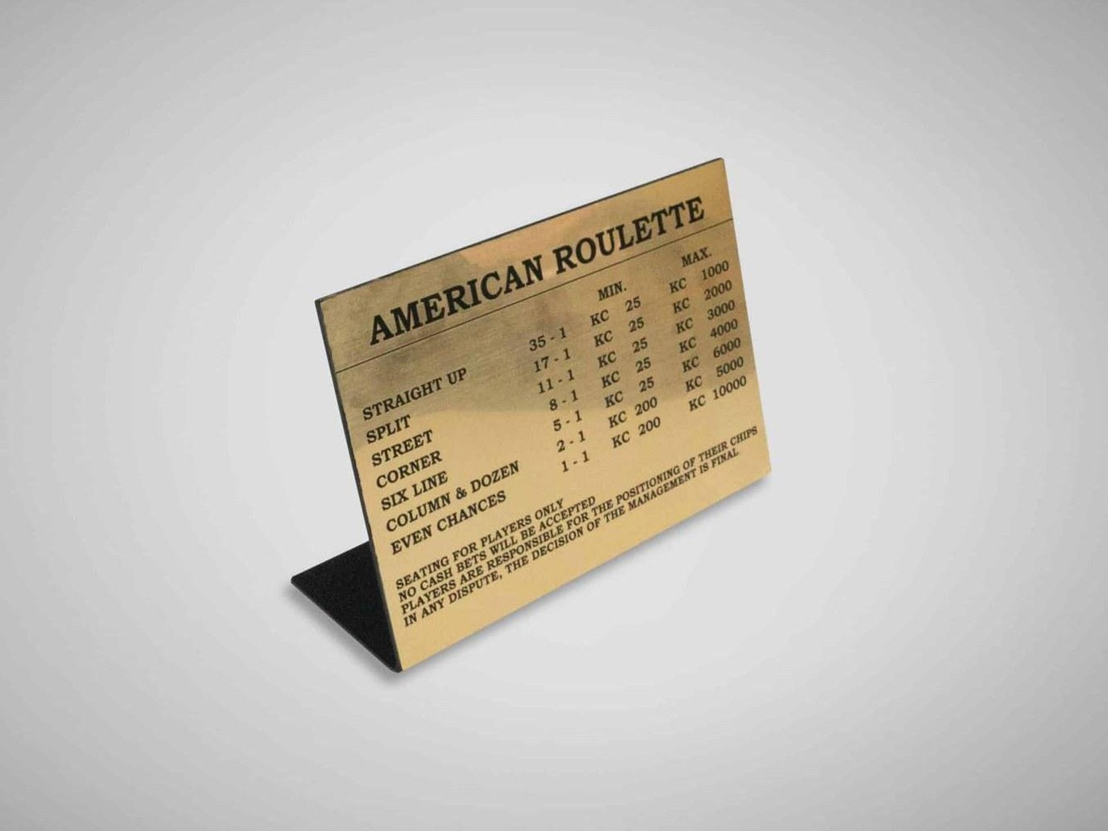 Table sign